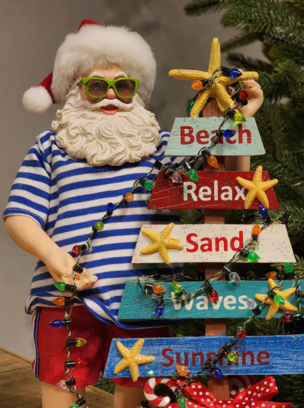 Papai Noel Colecionável Na Praia 46CM